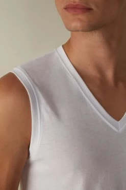 Coupon 😀 Intimissimi Men Wide-Strap Supima Cotton Tank Top White 🔥