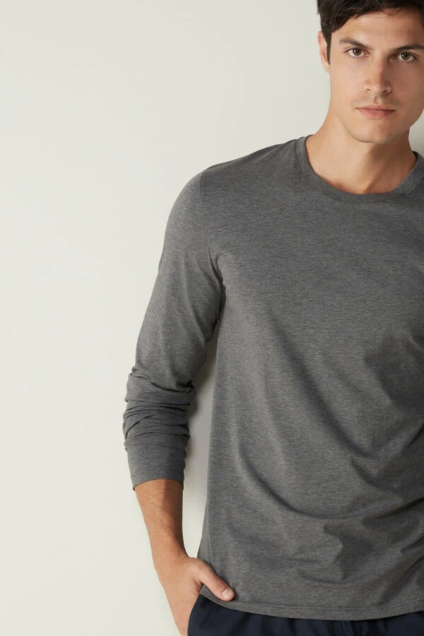 Top 10 ๐ Intimissimi Men Long-Sleeve Supimaยฎ Cotton Top Heathered Graphite Grey โ - Image 5
