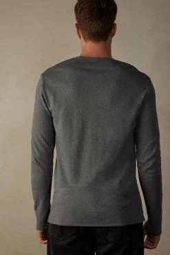 Cheap 😉 Intimissimi Men Long Sleeve Top In Warm Cotton Midnight Blue 💯