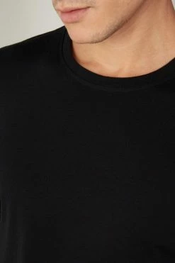 Best Sale 👏 Intimissimi Men Long-sleeve Crew-Neck Merino-Wool Top Charcoal Grey Blend 🧨