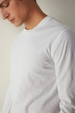 Budget 😀 Intimissimi Men Slub Cotton Long Sleeve Top White 🛒