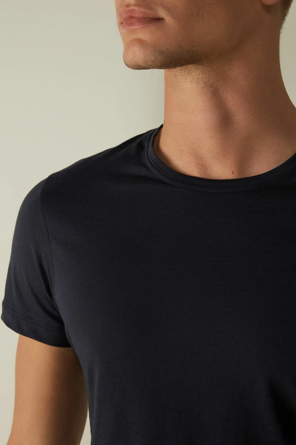 Budget 💯 Intimissimi Men Short-Sleeve Crew-Neck T-Shirt In Extra-Fine Supima® Cotton Black 😀