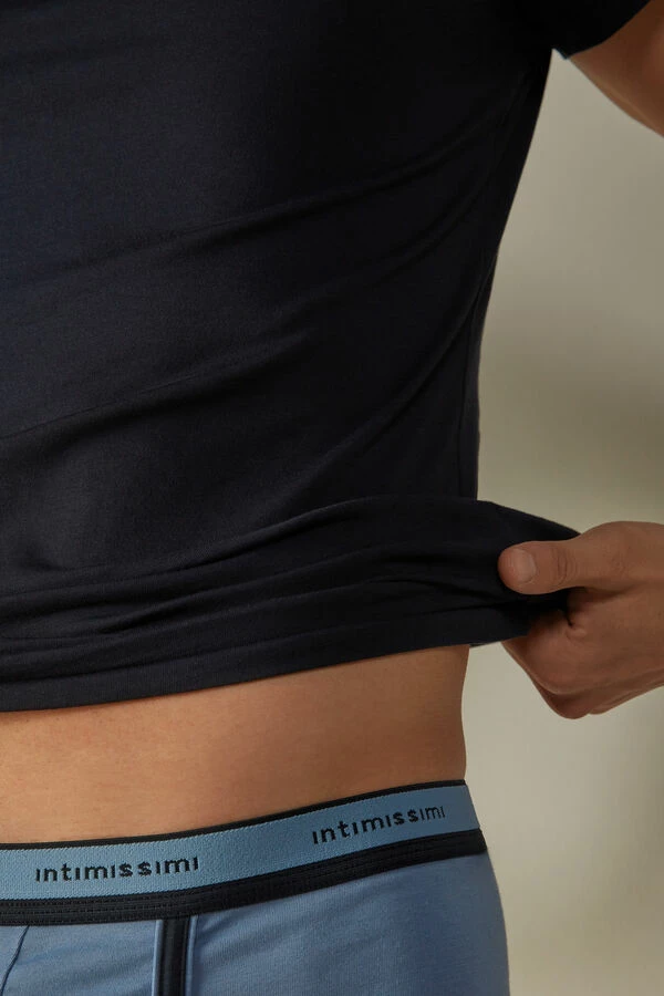 Budget 💯 Intimissimi Men Short-Sleeve Crew-Neck T-Shirt In Extra-Fine Supima® Cotton Black 😀 - Image 2