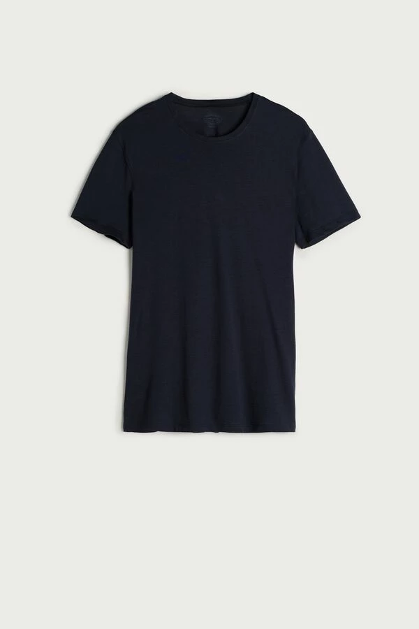 Budget 💯 Intimissimi Men Short-Sleeve Crew-Neck T-Shirt In Extra-Fine Supima® Cotton Black 😀 - Image 3