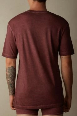 Wholesale 😍 Intimissimi Men Oil Washed Cotton Short Sleeve Top Washed Black 🧨