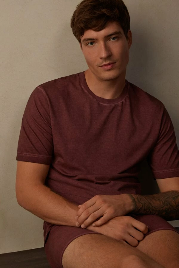 Wholesale 😍 Intimissimi Men Oil Washed Cotton Short Sleeve Top Washed Black 🧨 - Image 4