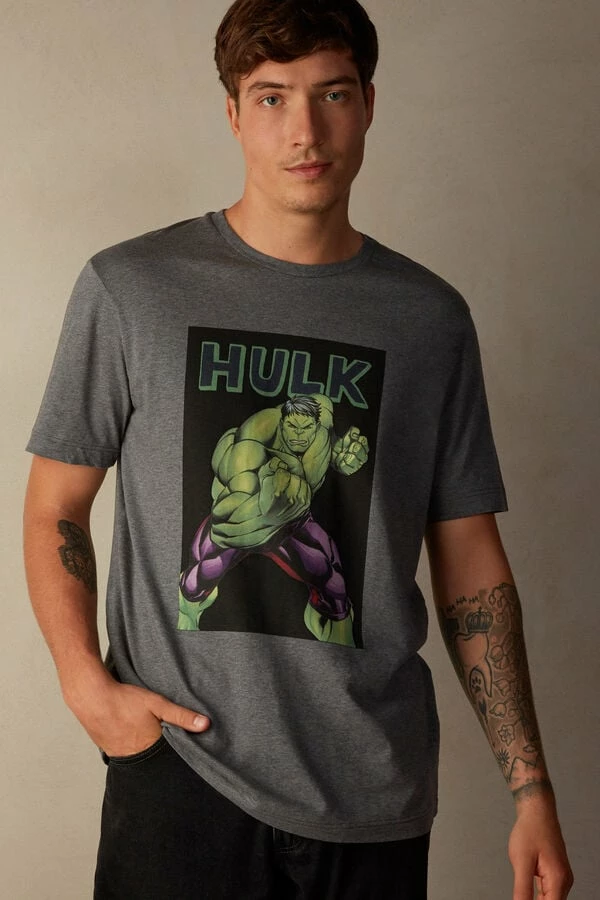 Wholesale ๐ Intimissimi Men Hulk Print T-shirt Heathered Graphite Grey ๐ฏ - Image 4