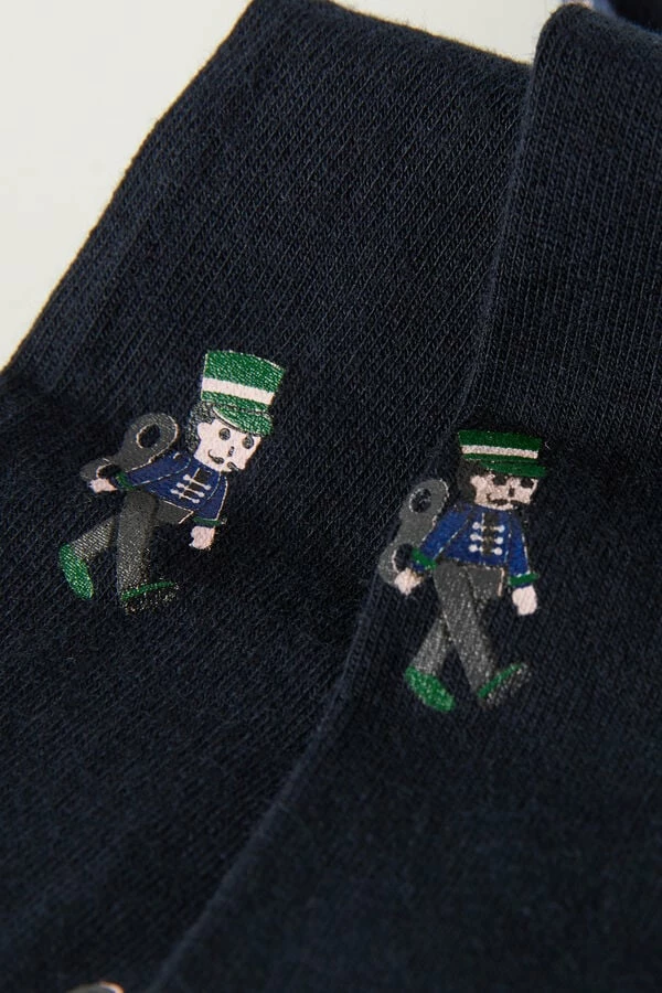 Promo ๐ Intimissimi Men Long ๐งฆ Socks In Patterned Soft Cotton Dark Grey Heather Check Print ๐