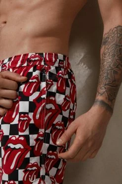 Best Pirce 👏 Intimissimi Men Rolling Stones Check/Tongue Pegaso Swim Trunks White/black Check Tongues 🔥
