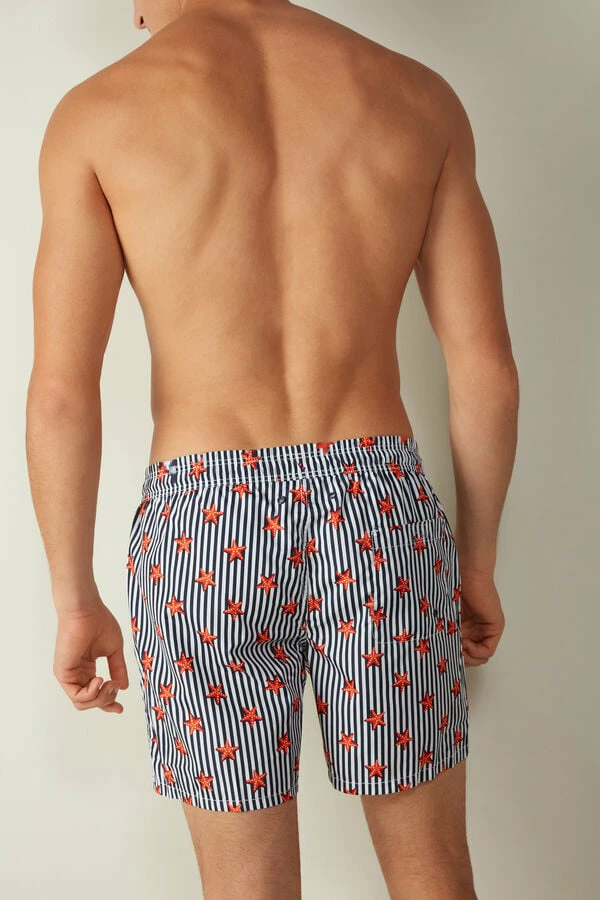 New ๐ Intimissimi Men Stripes And Star Fish Print Tritone Swim Trunks White/blue Stripes Starfish Print โญ - Image 3