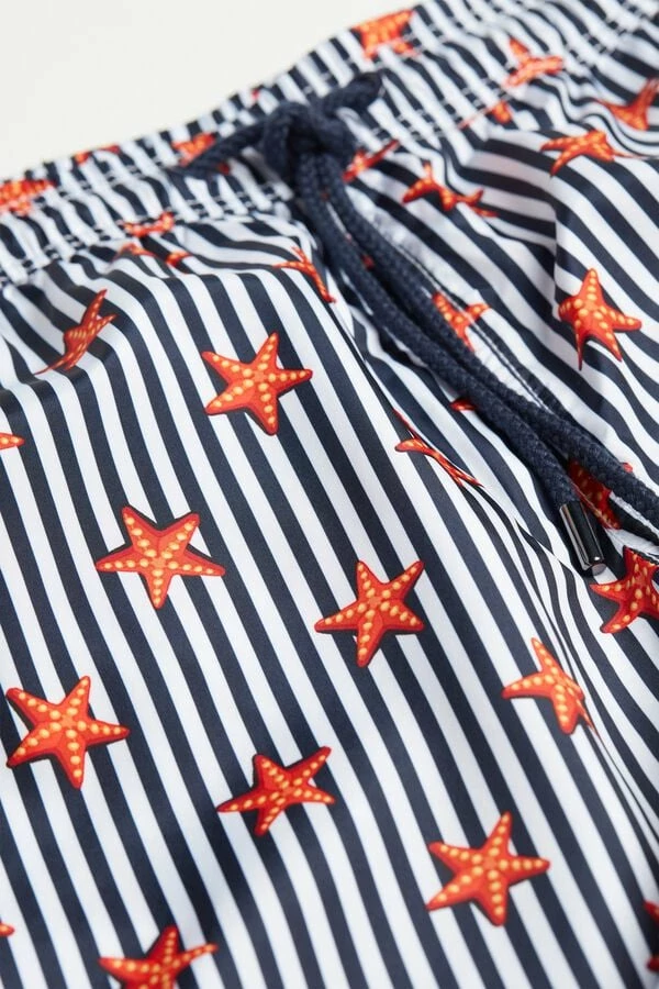 New ๐ Intimissimi Men Stripes And Star Fish Print Tritone Swim Trunks White/blue Stripes Starfish Print โญ - Image 5