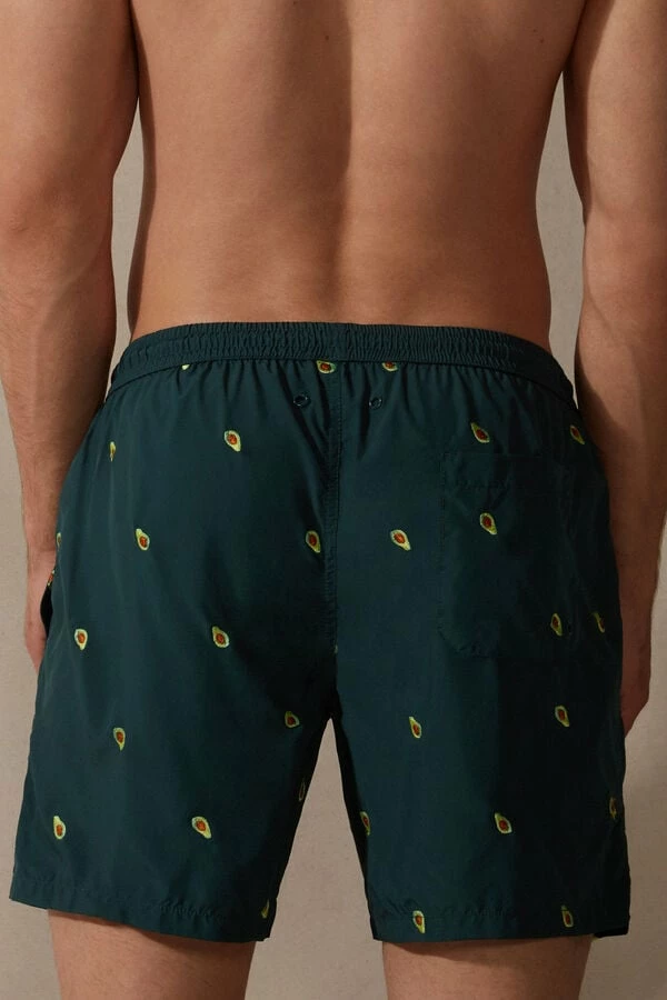 Hot Sale ๐ Intimissimi Men Embroidered Avocado Swim Trunks Dark Green Avocado ๐ - Image 2