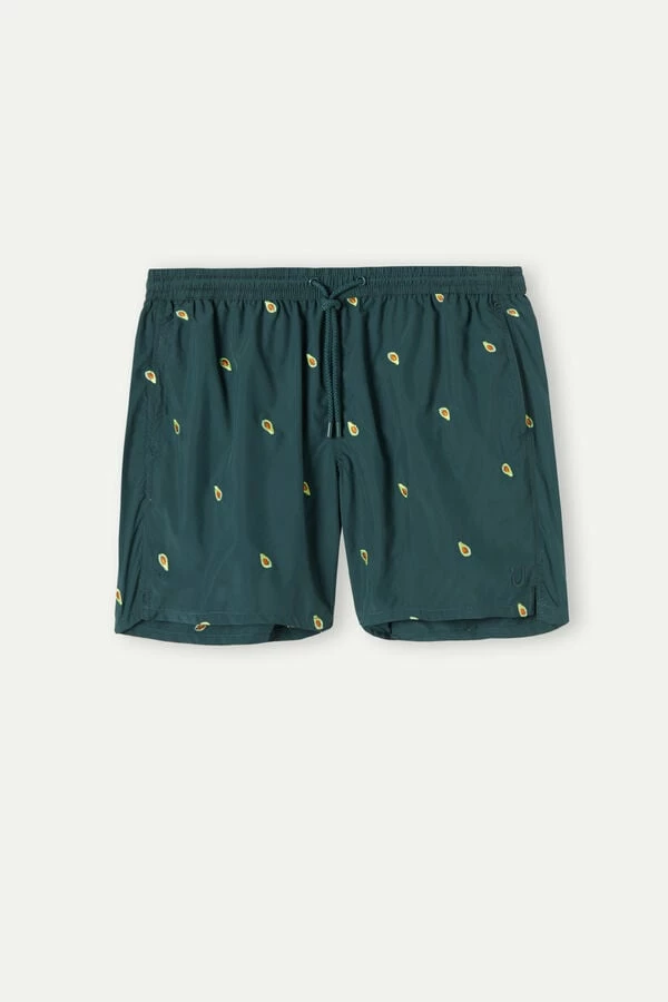 Hot Sale ๐ Intimissimi Men Embroidered Avocado Swim Trunks Dark Green Avocado ๐ - Image 3