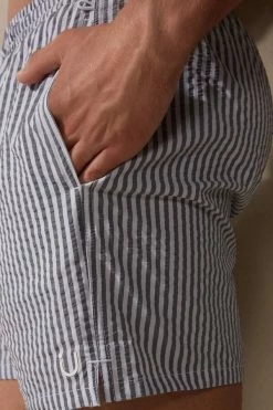 Cheapest 😍 Intimissimi Men Stripe Print Swim Trunks White/red 🧨