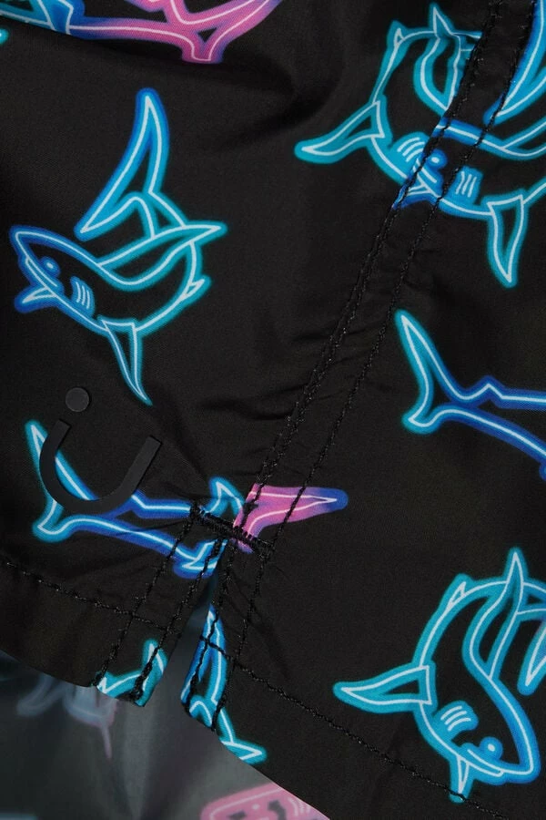 Best reviews of ๐ฏ Intimissimi Men Neon Shark Print Swim Trunks Black Neon Shark Print โค๏ธ - Image 4