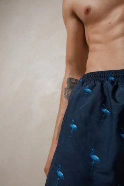 Coupon 😍 Intimissimi Men Flamingo Print Swim Trunks Intense Blue Flamingo Print 🎉
