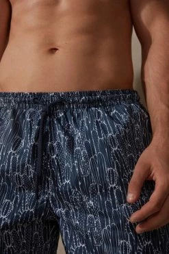 Flash Sale 🎉 Intimissimi Men Cactus Print Swim Trunks Intense Blue Cactus Outline Print ❤️