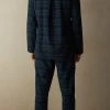 Best deal 🌟 Intimissimi Men Full Length Pajamas In Brushed Blue Check Patterned Cloth Denim Blue Check Print 👍
