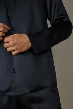 Discount 🥰 Intimissimi Men Long Silk Piped Pajamas Midnight Green 🥰