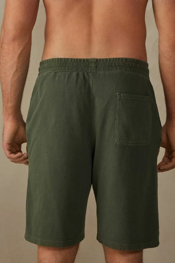 Budget 👏 Intimissimi Men Délavé Cotton Piqué Shorts Black 😀 - Image 2