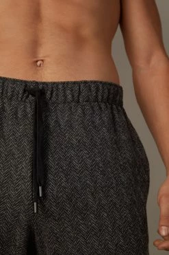 Deals 😍 Intimissimi Men Tricot Pants In Chevron Pattern Gray Chevron 🤩