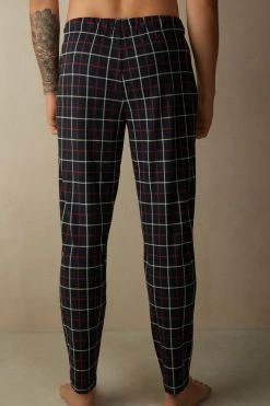 Best Sale ⭐ Intimissimi Men Long Red / Cream Checkered Trousers Blue Red Check Print 😉