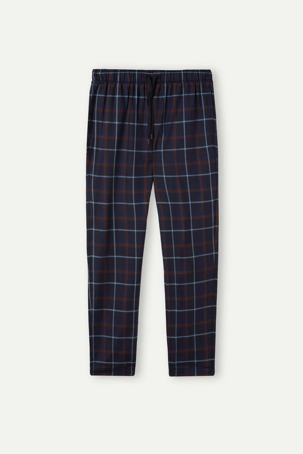 New π Intimissimi Men Blue / Light Blue Tartan Long Trousers In Canvas Tartan Blu/azzurro β - Image 2