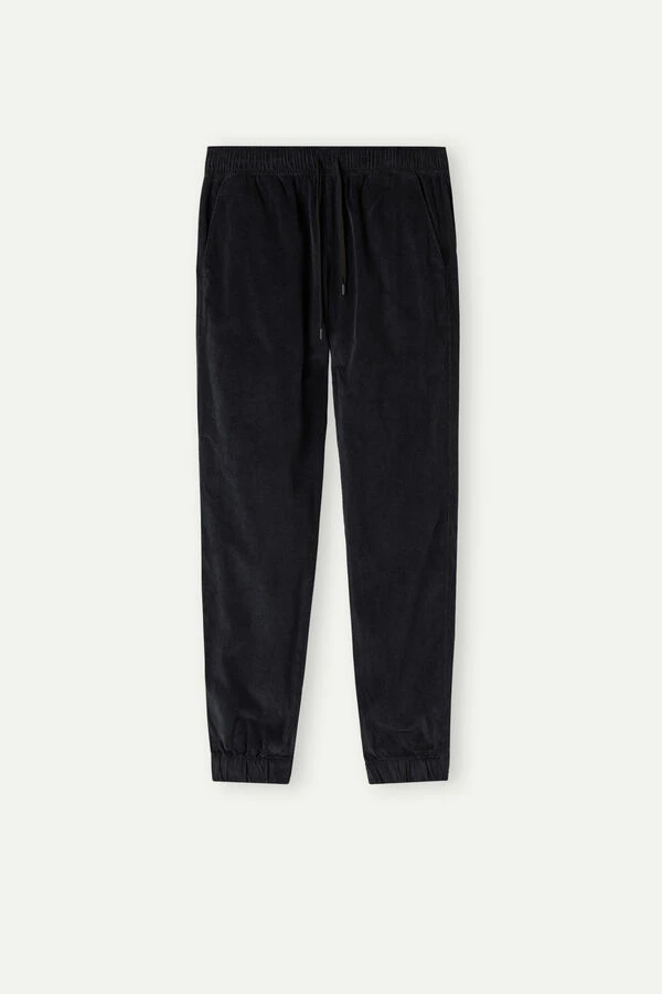 Best Sale π Intimissimi Men Ribbed Velvet Full Length Pants Black Slate π - Image 2