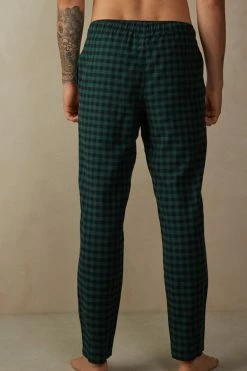 Top 10 🔔 Intimissimi Men Full Length Pants In Brushed Cloth Midnight Blue/green Square Print 🧨