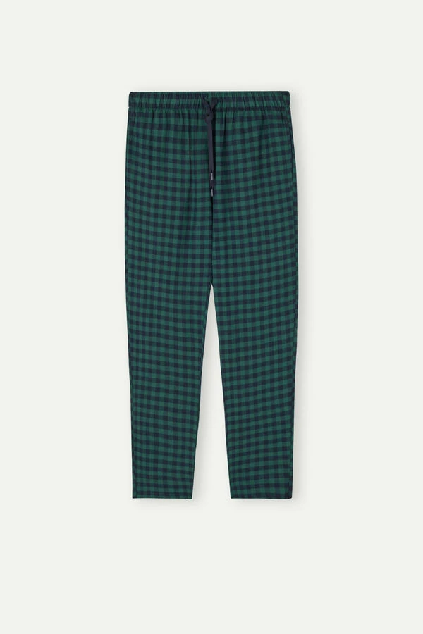 Top 10 🔔 Intimissimi Men Full Length Pants In Brushed Cloth Midnight Blue/green Square Print 🧨 - Image 2
