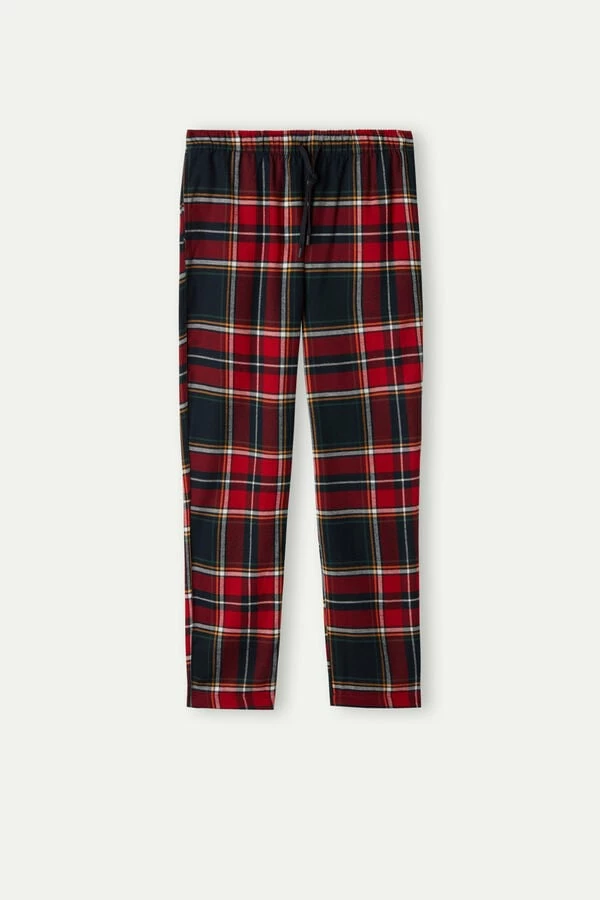 Hot Sale ⌛ Intimissimi Men Full Length Pants In Red/Green Plaid Brushed Cloth Red/green Tartan Print ✨ - Image 2