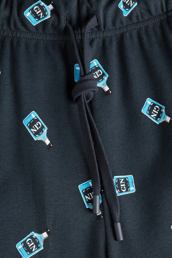 Cheap ๐ Intimissimi Men Full Length Gin Print Pants In Cotton Midnight Blue Gin Print ๐ - Image 3