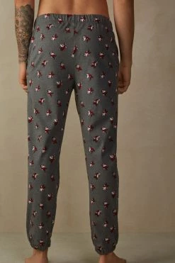 New π Intimissimi Men Cotton Interlock Grumpy Full Length Pants Graphite Grey Heather Grumpy Print β