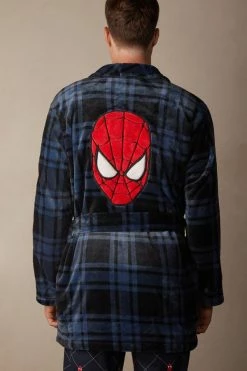 Budget 𧨠Intimissimi Men Marvel Spider-Man Robe Blue Spider-man Print π