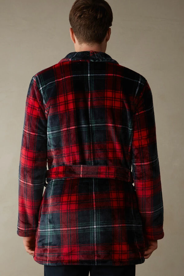 Best deal π Intimissimi Men Tartan Fleece Robe Red Tartan Print π