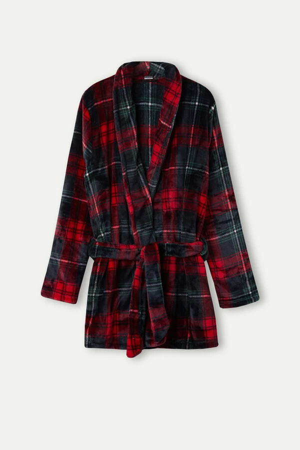Best deal π Intimissimi Men Tartan Fleece Robe Red Tartan Print π - Image 2