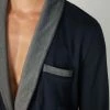 Best deal ❤️ Intimissimi Men Interlock Cotton Smoking Jacket Midnight Blue ✔️