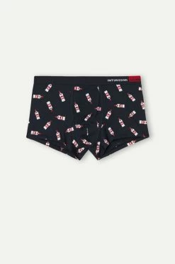 Wholesale 🌟 Intimissimi Men Vodka Boxers In Stretch Supima® Cotton Midnight Blue Vodka Print 🔔