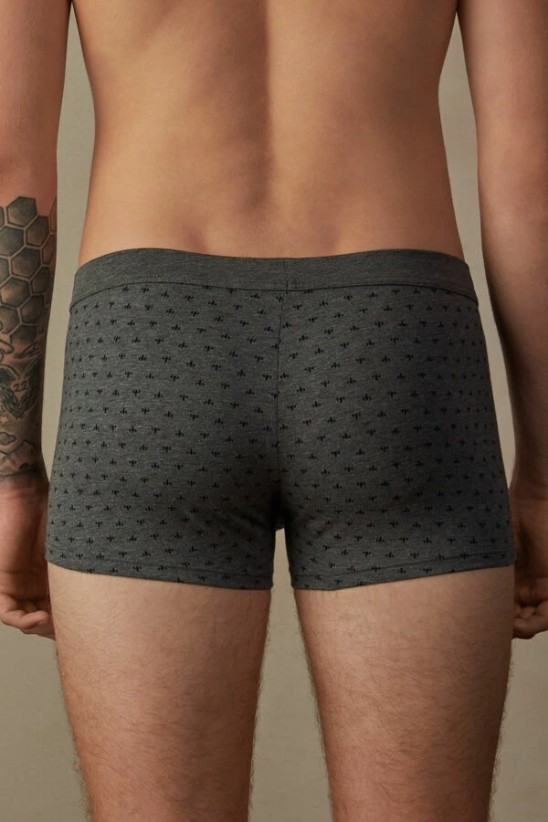 Outlet 🎁 Intimissimi Men Lily Boxers In Stretch Supima® Cotton Graphite Grey Heather Lily Print ✨ - Image 3