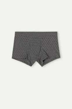 Outlet 🎁 Intimissimi Men Lily Boxers In Stretch Supima® Cotton Graphite Grey Heather Lily Print ✨