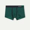 Hot Sale 🤩 Intimissimi Men Gingham Boxers In Stretch Supima® Cotton Midnight Blue/green Gingham Print 😍