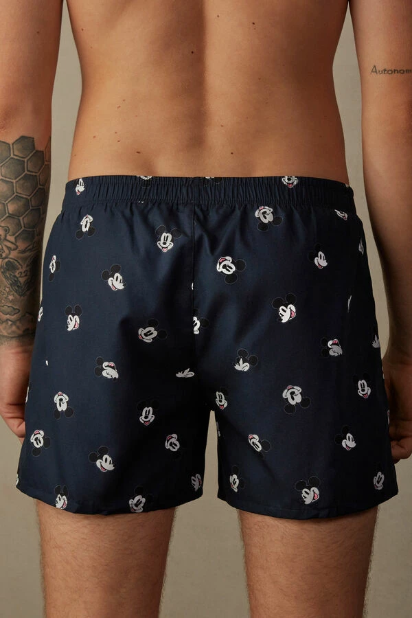 Hot Sale ✨ Intimissimi Men ©Disney All Over Mickey Faces Boxers In Cotton Cloth Midnight Blue Mickey Faces Print 😉 - Image 3