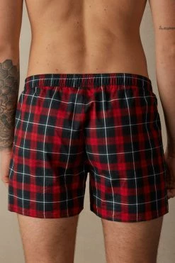 New 😀 Intimissimi Men Red Tartan Cloth Boxers Red Tartan Print ⭐