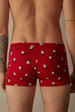 Discount ❤️ Intimissimi Men ©Disney Mickey Faces Boxers In Stretch Supima® Cotton Rosso Int.st.mickey Faces ✨