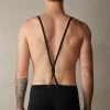 Best Pirce 👍 Intimissimi Men Boxers With Suspenders In Stretch Supima® Cotton Black 💯