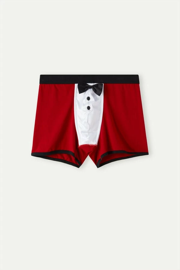 Budget 🥰 Intimissimi Men Santa Claus Boxers In Stretch Supima® Cotton Red 🌟 - Image 2