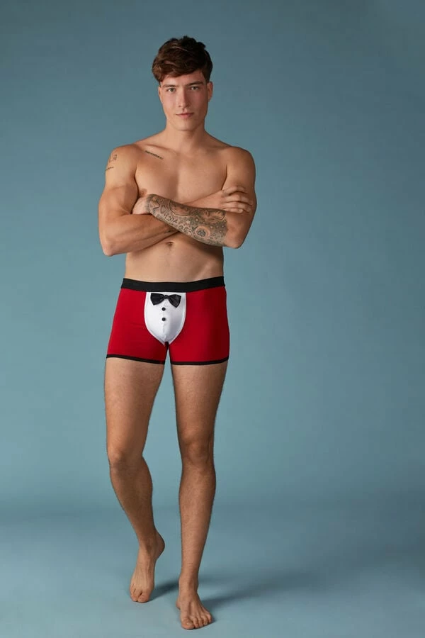 Budget 🥰 Intimissimi Men Santa Claus Boxers In Stretch Supima® Cotton Red 🌟 - Image 4