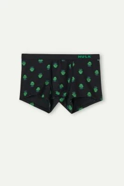 Best Pirce ❤️ Intimissimi Men Hulk Boxers In Stretch Supima® Cotton Black Hulk Print 😉