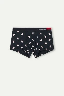Deals 🌟 Intimissimi Men King Of Hearts Boxers In Stretch Supima® Cotton Midnight Blue King Of Hearts Print 🧨