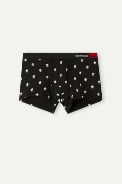 Wholesale ⌛ Intimissimi Men Skull Boxers In Stretch Supima® Cotton Black Skull Print 🌟